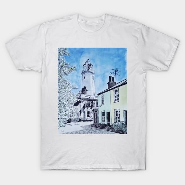 Southwold Lighthouse Watercolour Painting T-Shirt by TomCrittenden